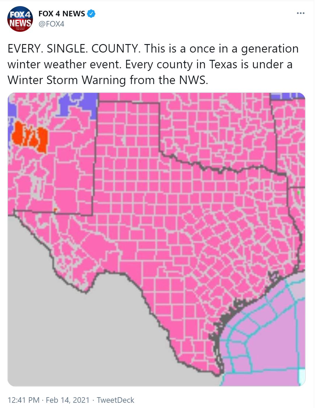 Every Texas county under a winter storm warning